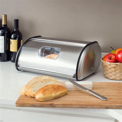 home basics mirror finish stainless steel bread box silver|Home Basics Stainless Steel Bread Box, Silver.